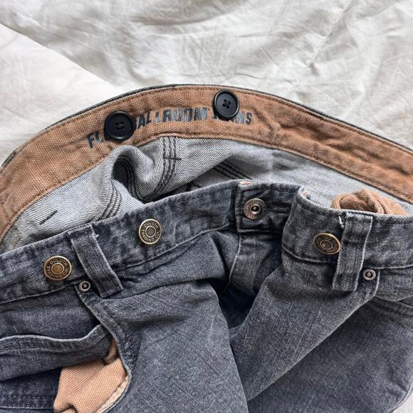 Duluth Trading Company 44x30 Black distressed relaxed wide leg jeans distressed - Picture 2 of 8